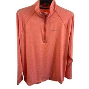 Vineyard Vines Top Men's Size Large Performance Pullover Orange Zip Long Sleeve‎